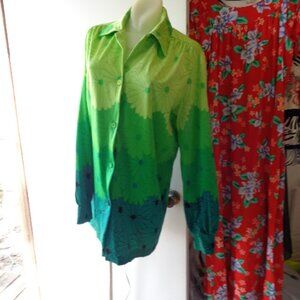 Deweese VTG Lime Green Swim Cover Swimsuit Cover Blouse L